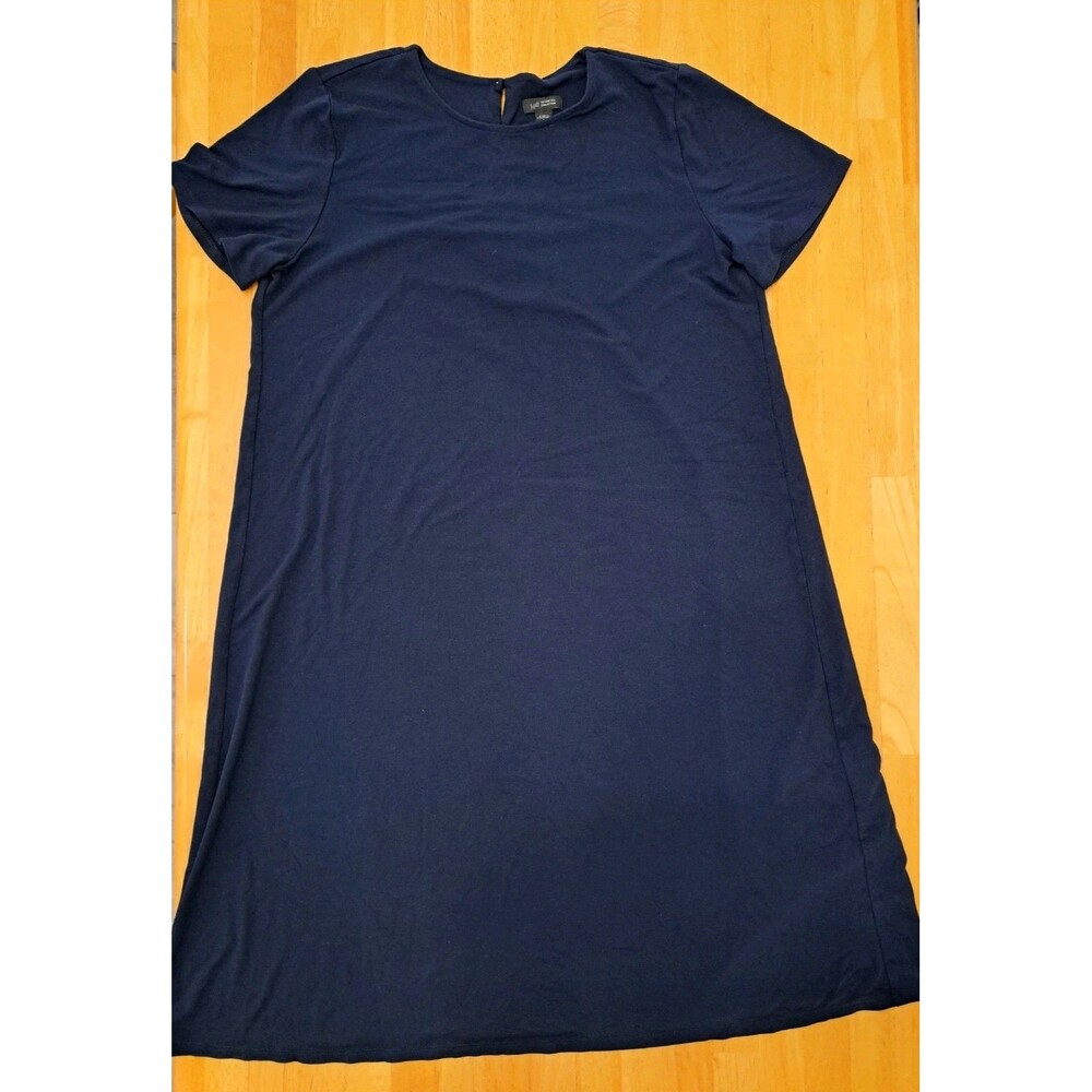 J Jill Wearever Collection Navy Blue Dress Short Sleeve Size Medium Tall Stretch